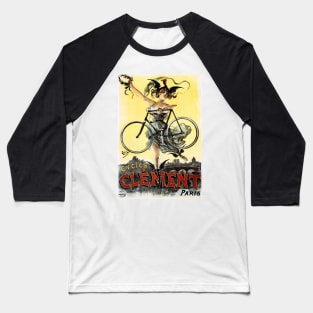 CLEMENT CYCLES Paris Art Nouveau Vintage French Advertising Baseball T-Shirt